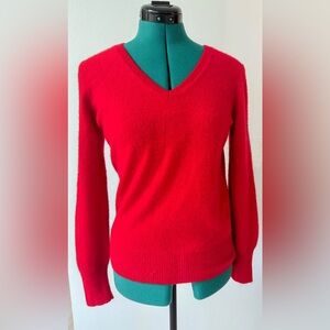 Only Mine Red V-Neck Cashmere Sweater